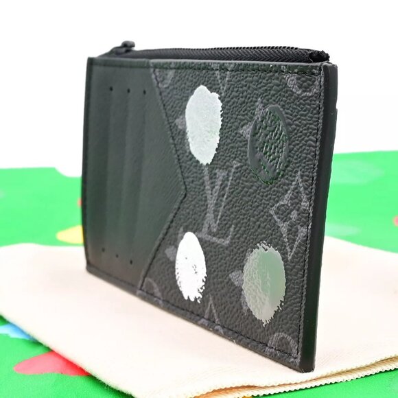 LOUIS VUITTON LV x YK Coin Card Holder Monogram Eclipse Dot Black - Picture 13 of 14